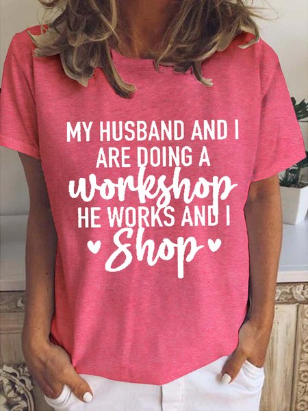 

Women's Shirts My Husband and I Funny Shirts Casual Short Sleeve Tops Wife Life Shirt Cute Wife, Red, T-shirts