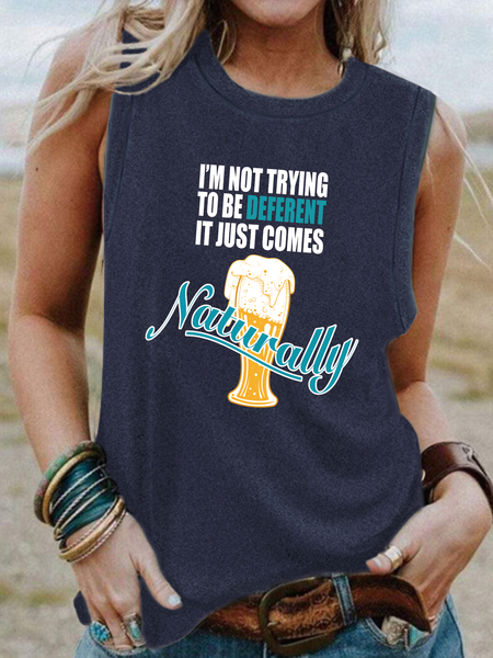 

Comes Naturally Beer Party Regular Fit Knit Tank, Dark blue, Tank Tops