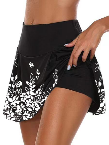 

Casual Plants Regular Fit Culottes Shorts, Black, Shorts