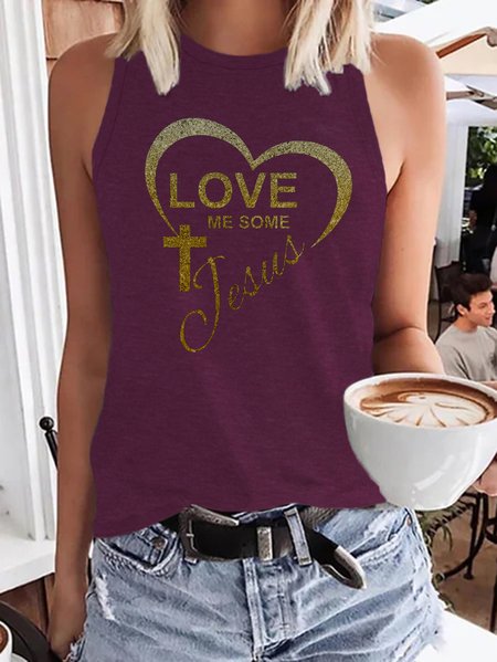

Jesus Love Me Some Casual Crew Neck Knit Tank, Wine red, Tank Tops