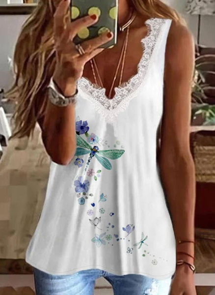 

Casual Loosen Knit Tank, White, Tank Top