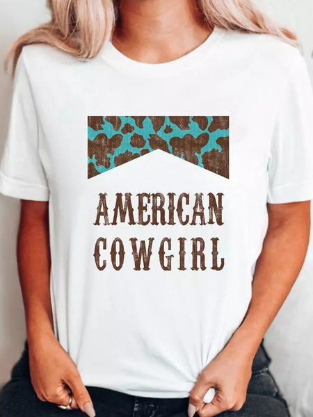 

Crew Neck Regular Fit Letter Short Sleeve T-Shirt, White, T-Shirts
