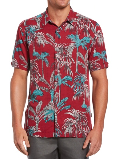 

Short Sleeve Coconut Tree Casual Short Sleeve Shirt, Wine red, Shirts ＆ Blouse
