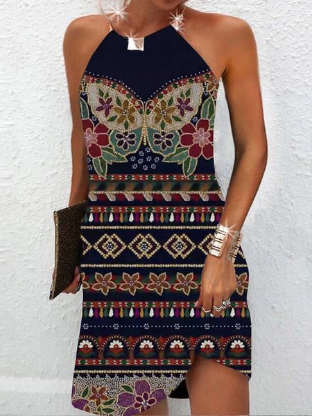 

Casual Halter Tribal Printed Sleeveless Knitting Dresses, Multicolor, Dresses