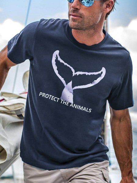 Men's Eco-Themed Element Printed Short Sleeve Tee, Blue, T-shirt