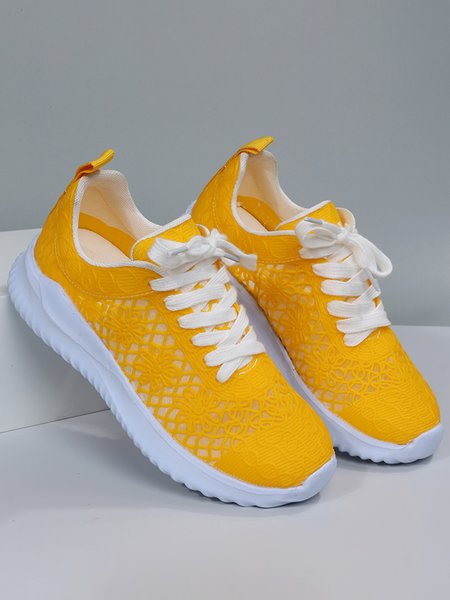 

Cutout Floral Waterproof EVA Sneakers, Yellow, Athletic & Casual Shoes