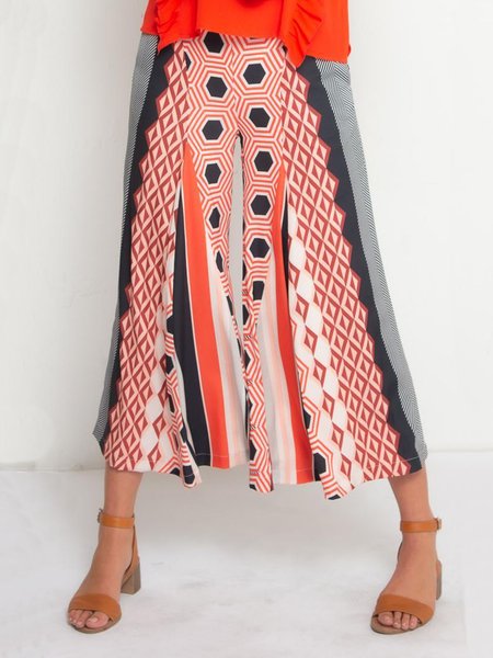 

Geometric Casual Pants, As picture, Wide Leg Pants