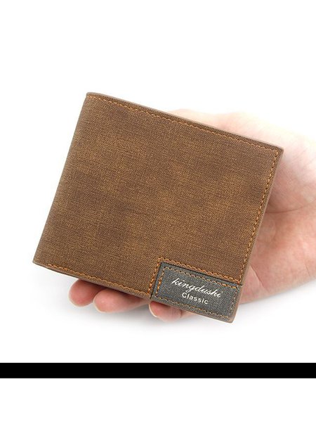 JFN Men's Short Large Capacity Fashion Casual Frosted PU Wallet, Brown, Men's Bags