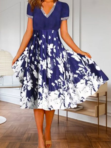 

Floral print spring new explosion style super nice ladies casual dress, Multicolor, Dresses