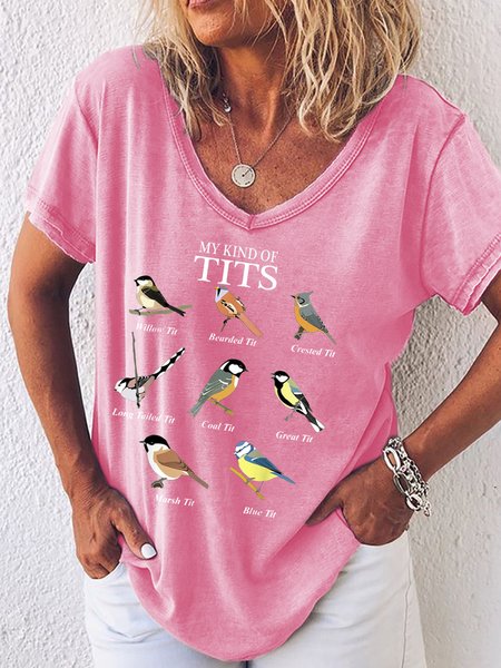 

Bird Watching Humor Funny Tit Bird Types of Tits Animal Short Sleeve T-Shirt, Pink, T-shirts