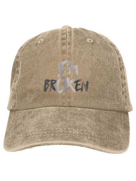 

I'm Okay But Actually I'm Broken Funny Adjustable Hat, Tan, Hats