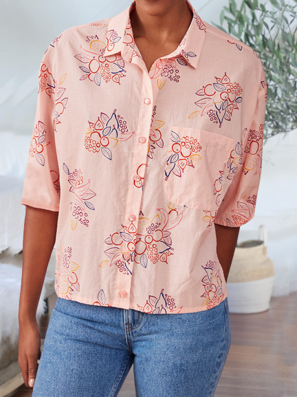 

Casual Short Sleeve Blouse, Pink, Blouses & Shirts