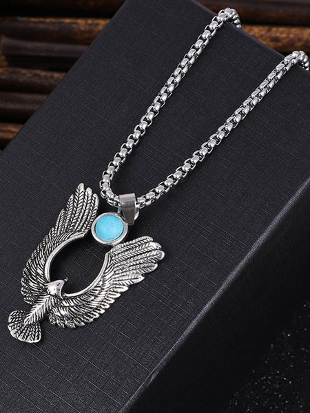

Men's Hawaiian Vintage Flying Eagle Pendant Necklace, As picture, Necklaces