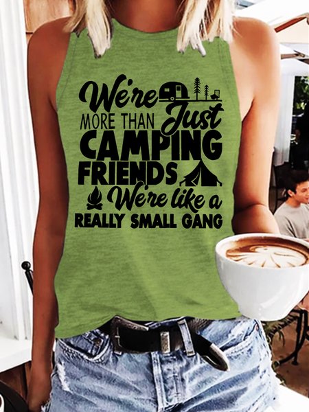 

Camping T Shirts for Women We're More Than Just Camping Friends Funny Vintage Regular Fit Letter Knit Tank, Green, Tank Tops