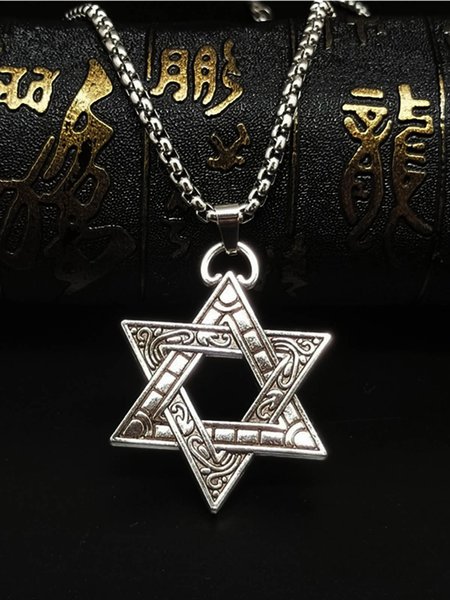 Men's Hawaiian Retro Hexagram Pendant Necklace, As picture, Men Necklaces