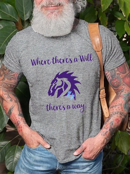 

Where There's A Will There's A Way Horse Print T-shirt, Light gray, T-shirts