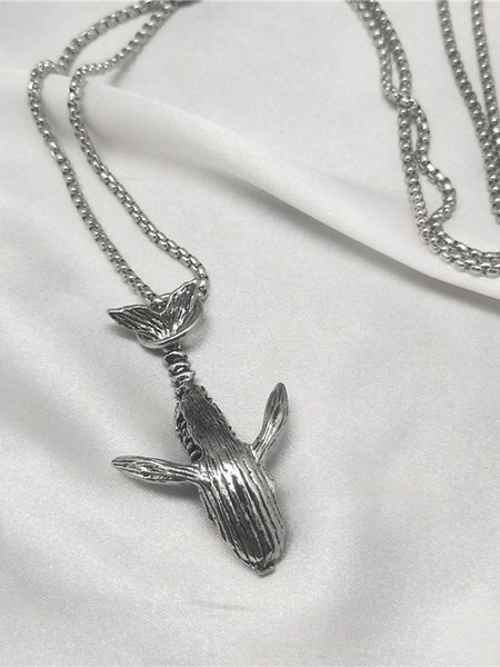

JFN Men's Hawaiian Vintage Whale Pendant Necklace, As picture, Men's Accessories