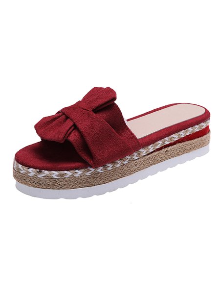 

Bow Straw Sole Bohemian Slippers, Red, Sandals