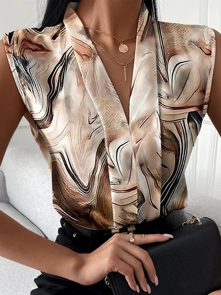 

Daily Regular Fit Abstract Sleeveless Top, Multicolor, Tops