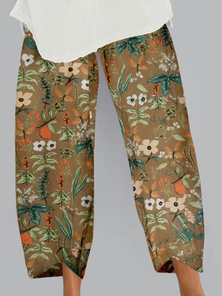 

Vintage Pattern Loosen Casual Pants, Multicolor, Pants