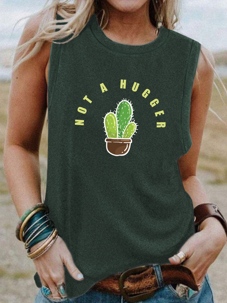 

Hugger Casual Letter Knit Tank, Green, Tank Tops