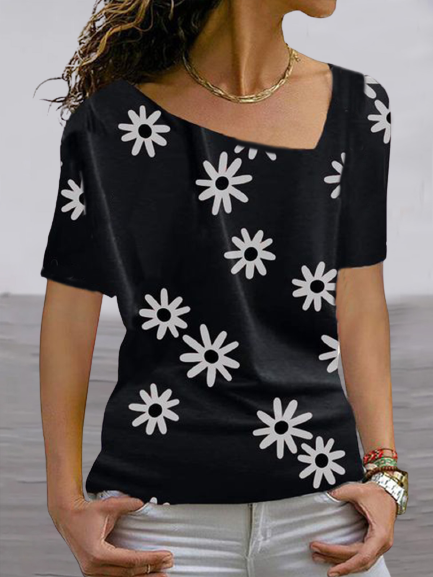 

Regular Fit Boho Short Sleeve T-Shirt, Black, T-Shirts