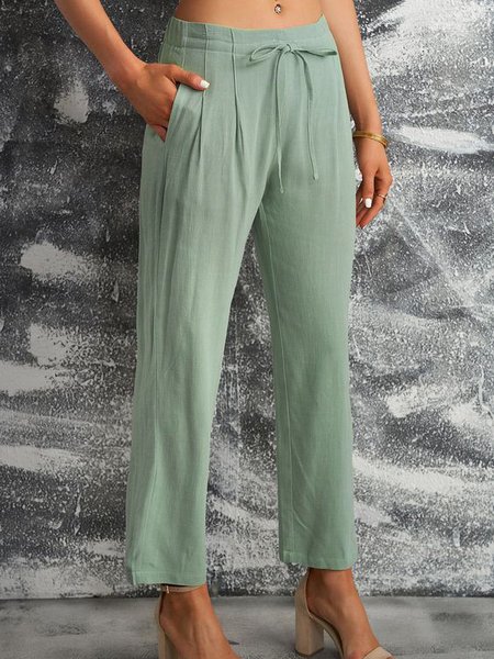 

Solid Casual Wide Leg Pants, Green, Pants