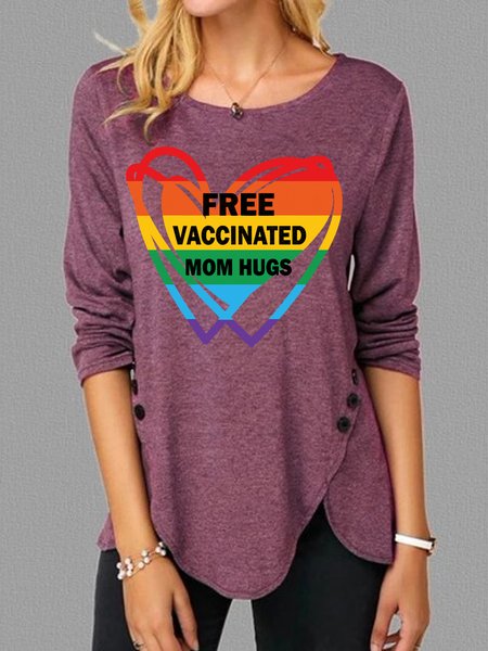 

Vaccinated Mom Hugs Women's Long Sleeve T-Shirt, Pink, Long sleeves