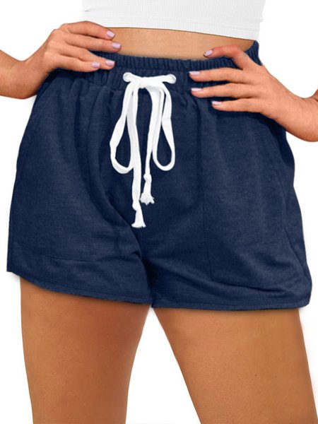 

Plain Regular Fit Cotton Shorts, Deep blue, Shorts