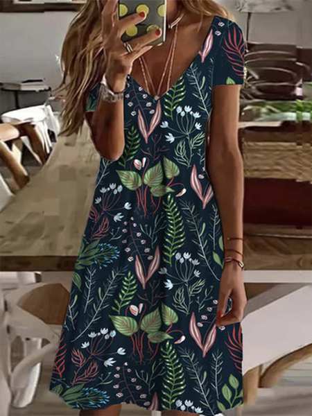

Casual Loosen Short Sleeve Knit Dress, As picture, Mini Dresses