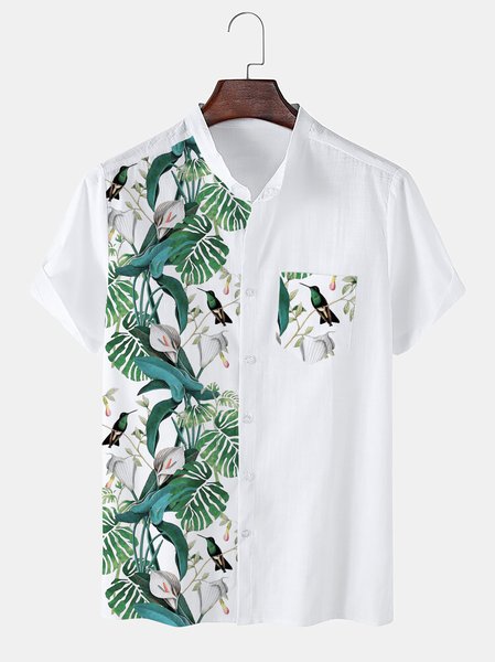 

Short Sleeve Floral Vacation Short Sleeve Shirt, White, Shirts ＆ Blouse