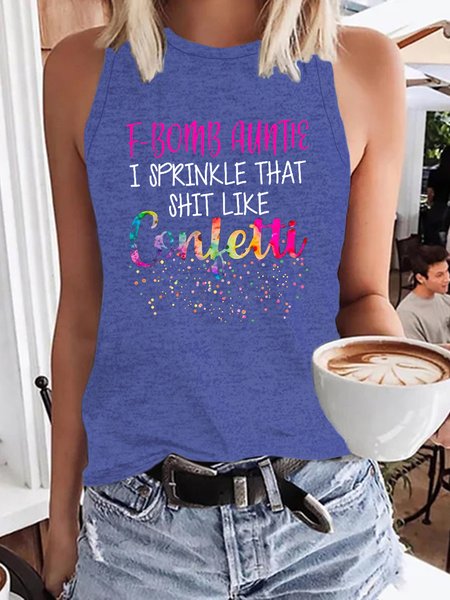 

F-Bomb Auntie I Sprinkle That Shit Like Confetti Casual Knit Tank, Blue, Tank Tops
