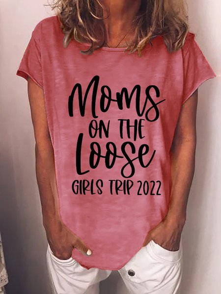 

Moms on the loose funny girls trip 2022 Letter Sweet Short Sleeve T-Shirt, Pink, T-shirts