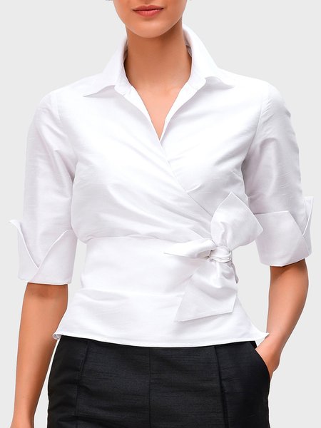 

Daily Regular Fit Elegant Mid Sleeve Blouse, White, Blouses and Shirts