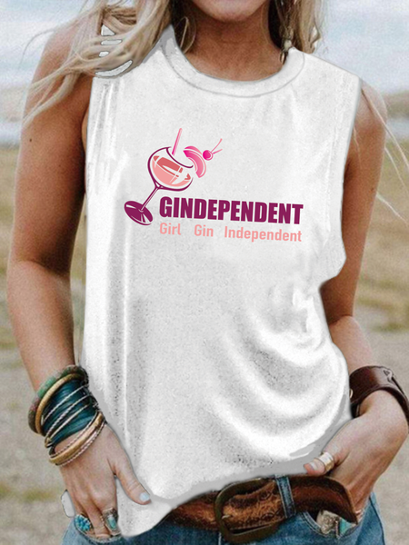 

Gindependent Gin GirlCotton Blends Regular Fit Letter Knit Tank, White, Tank Tops