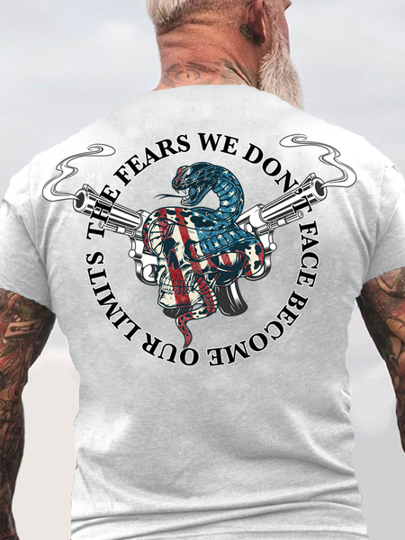 

Skull Flag Snake Break Limits Casual Short Sleeve T-Shirt, White, T-shirts
