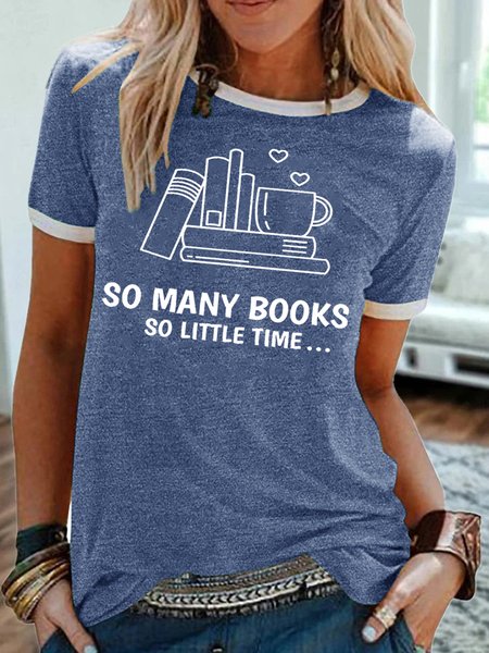

Book Lover Reading Casual Short Sleeve T-Shirt, Blue, T-shirts