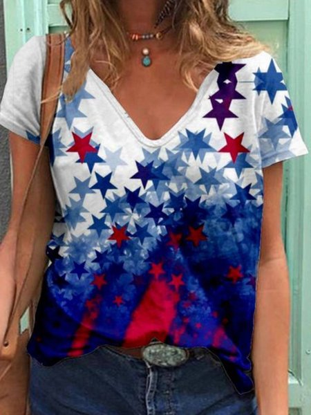 

Casual Short Sleeve T-Shirt, Multicolor, T-Shirts