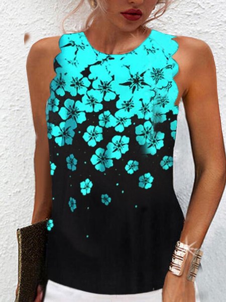 

Floral Casual Crew Neck Short Sleeve Tops, Flower, Tops