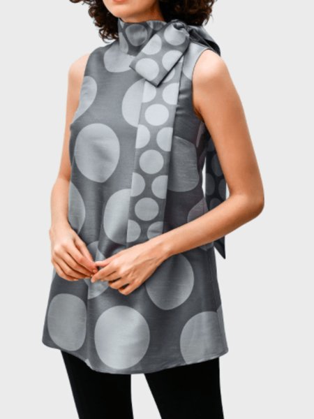 

Summer Lightweight Non-Stretch Stand Collar Short Sleeve Tops, Gray, Tunics