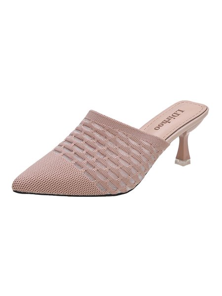 

Women's Red Elegant Cutout Fabric Mule Stilettos, Apricot, Shoes
