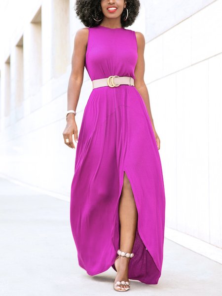 

Daily Solid Sleeveless Maxi Dress, Rose red, Maxi Dresses