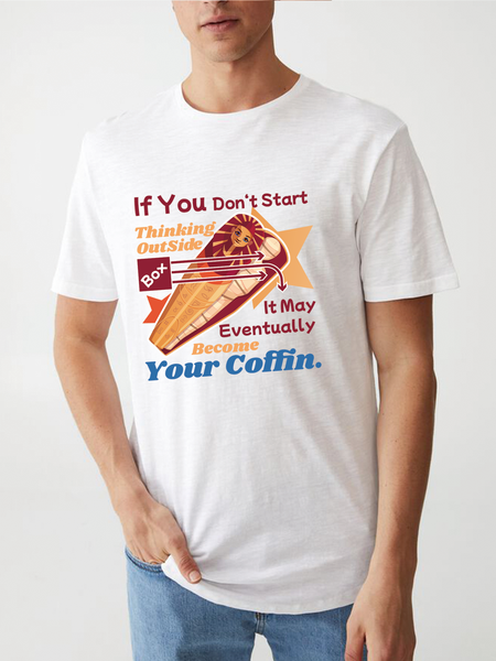 

Think Outside of Box Mummy Crew Neck Casual Cotton Short Sleeve T-Shirt, White, T-shirts