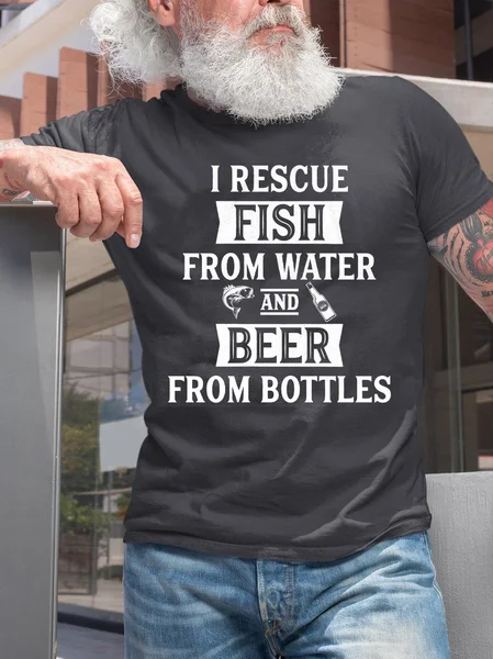 

Mens Beer Fishing Humor Fisherman Short Sleeve T-Shirt, Deep gray, T-shirts