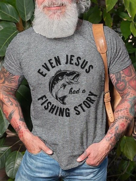 

Even Jesus Had A Fishing Story Funny T-shirt, Light gray, T-shirts