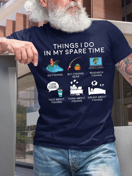 

Things I Do In My Spare Time Fishing Funny T-Shirt, Purplish blue, T-shirts