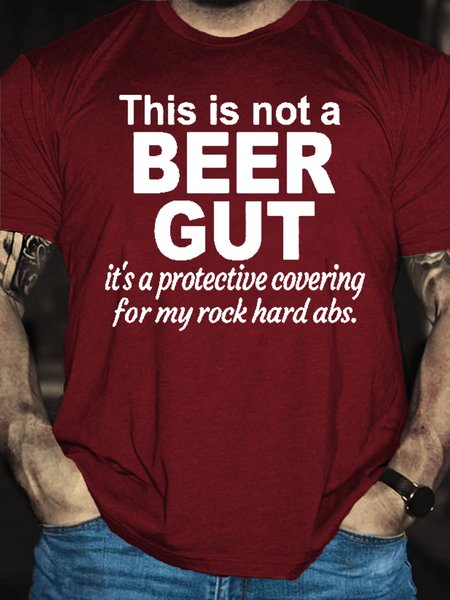 

Funny Beer Shirts This Is Not A Beer Gut Cotton Casual Short Sleeve T-Shirt, Red, T-shirts