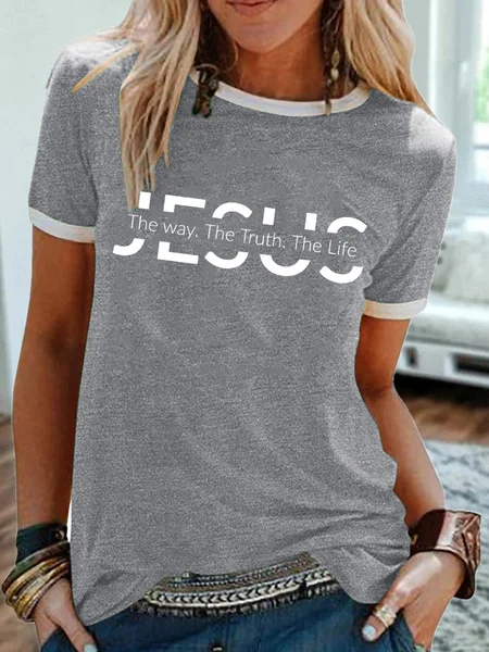 Jesus Christian Jesus The Way The Truth The Life Short Sleeve T-Shirt, Gray, T-shirts