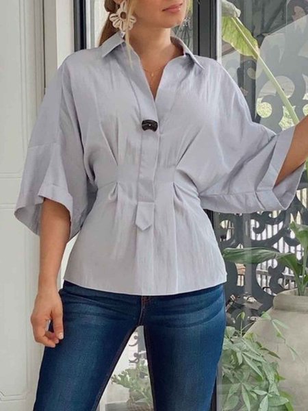 

Regular Fit Simple Short Sleeve Top, Blue, Tops