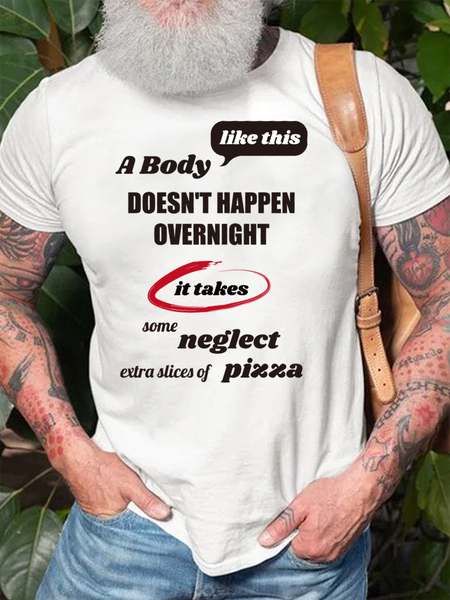 

Funny Body Describing Basics Crew Neck Cotton Short Sleeve T-Shirt, White, T-shirts